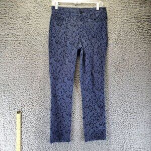 NYDJ Jeans Womens 2 Blue Jacquard Leaf Stretch Denim Skinny
